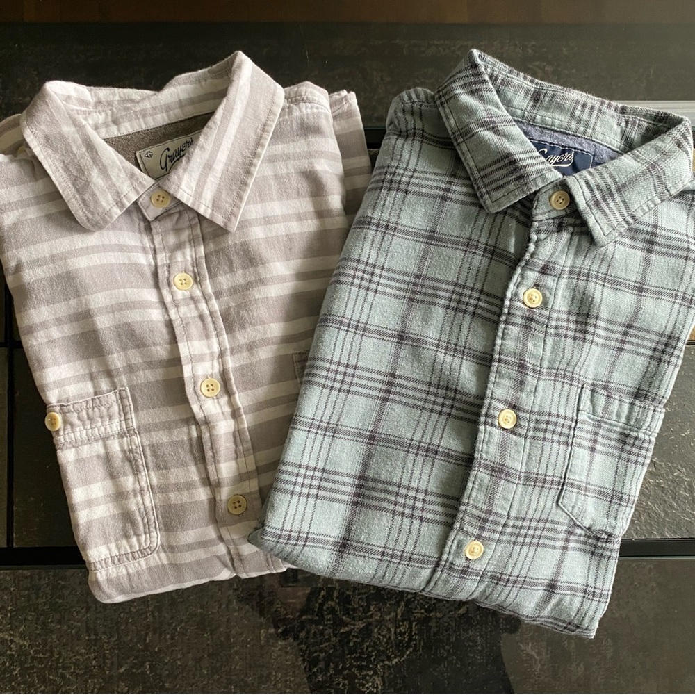 Greyer’s Flannel Shirts Lines Lot of 2 Super Soft Cotton Medium Med